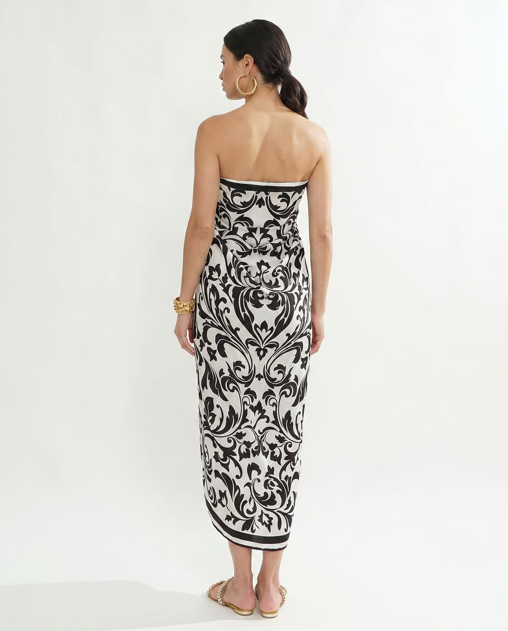 Silk Sarong in Black Renaissance Print