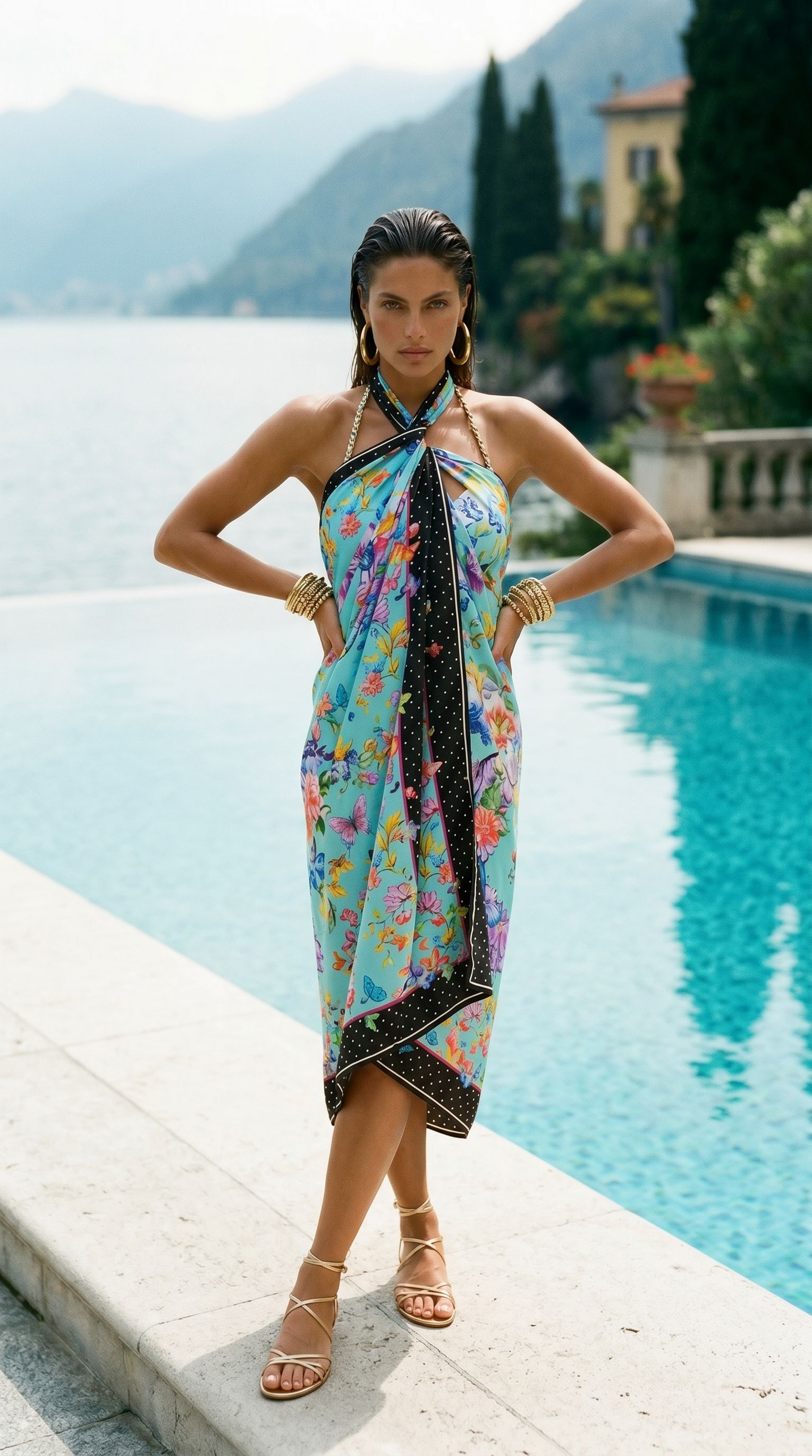 Capri Sarong in Aqua Butterfly