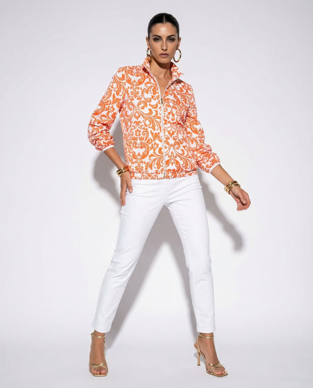 Arezzo reversible windbreaker in orange renaissance print