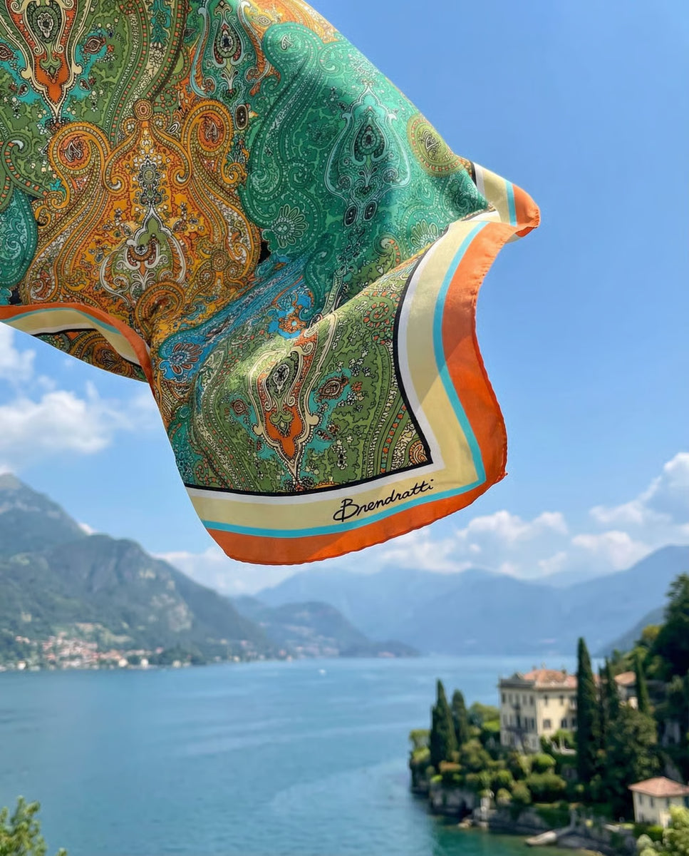 Scarf in Aqua Paisley Jewels Print