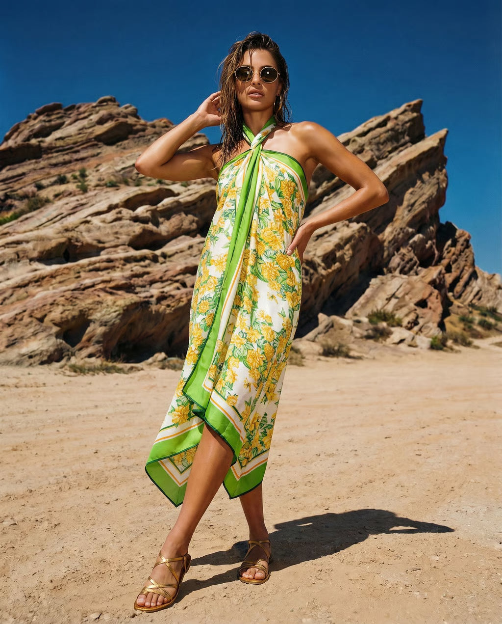 Sarong in Fiore Plaster Silk Twill print