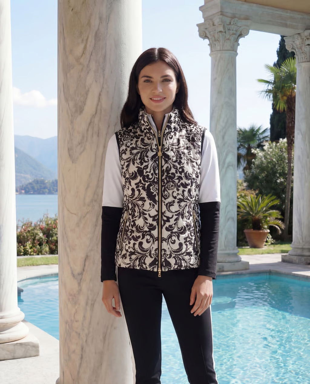 Flavia Vest in Black Renaissance Print