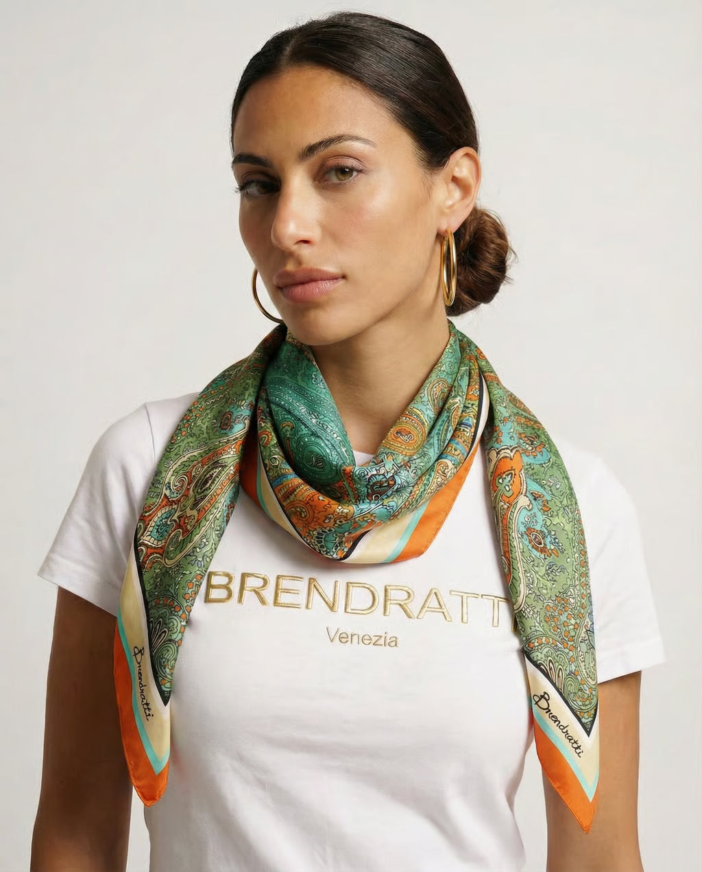 Scarf in Aqua Paisley Jewels Print