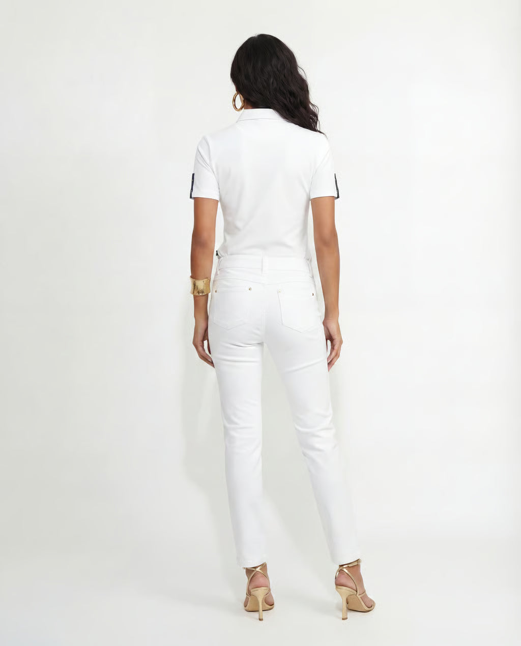Elena 5 Pocket Pant in White Italian woven pant