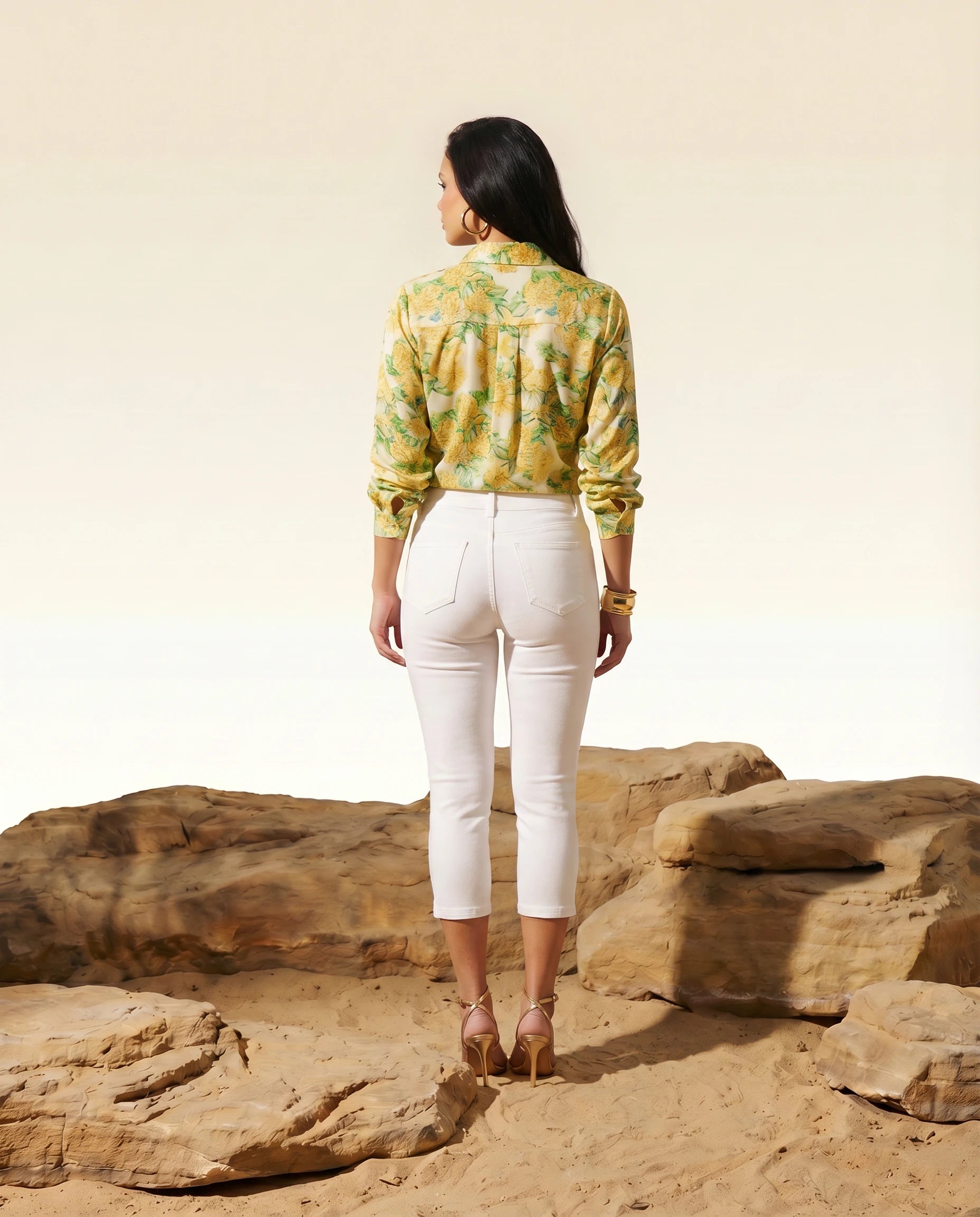 Betina luxury Crop Pant in White Bi-stretch