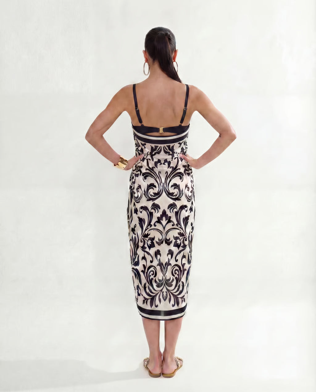 Silk Sarong in Black Renaissance Print