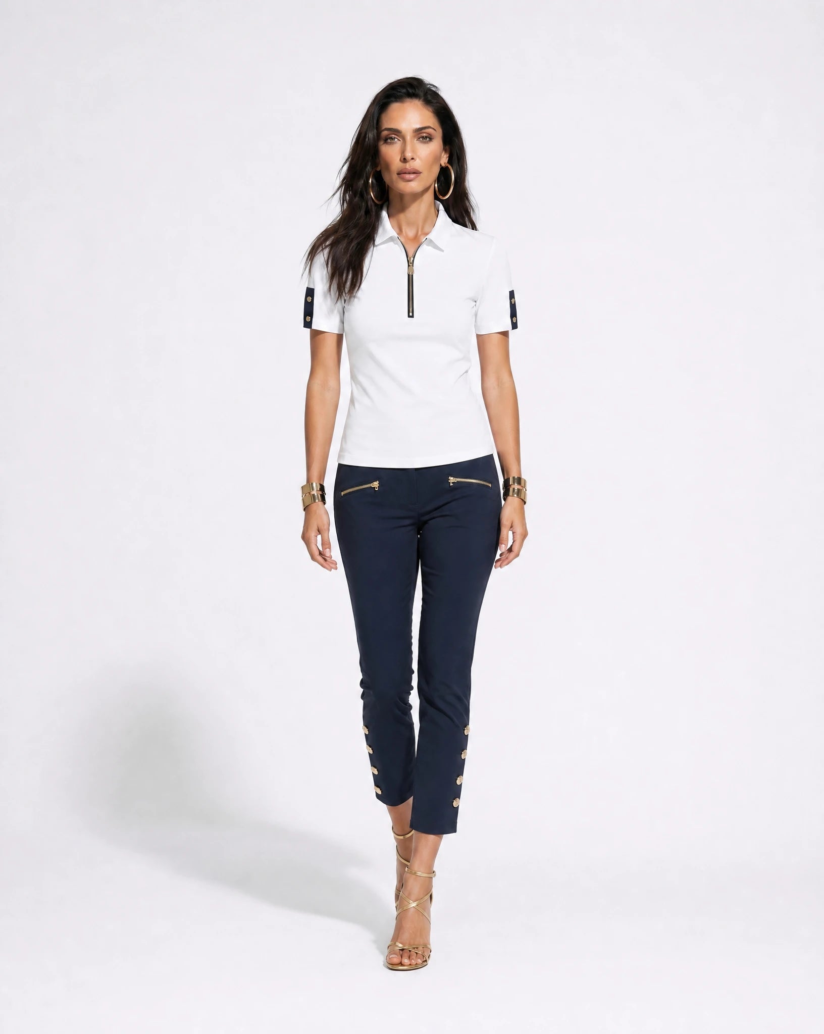 Costa Crop Pant Exclusively Made of Navy Piazetta Jacquard