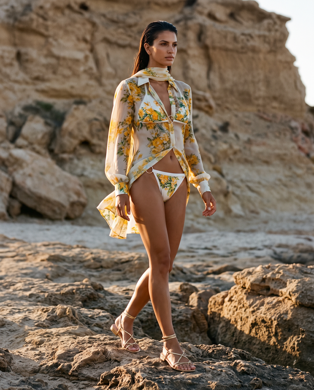 Cloe Blouse in Fiore Plaster Print