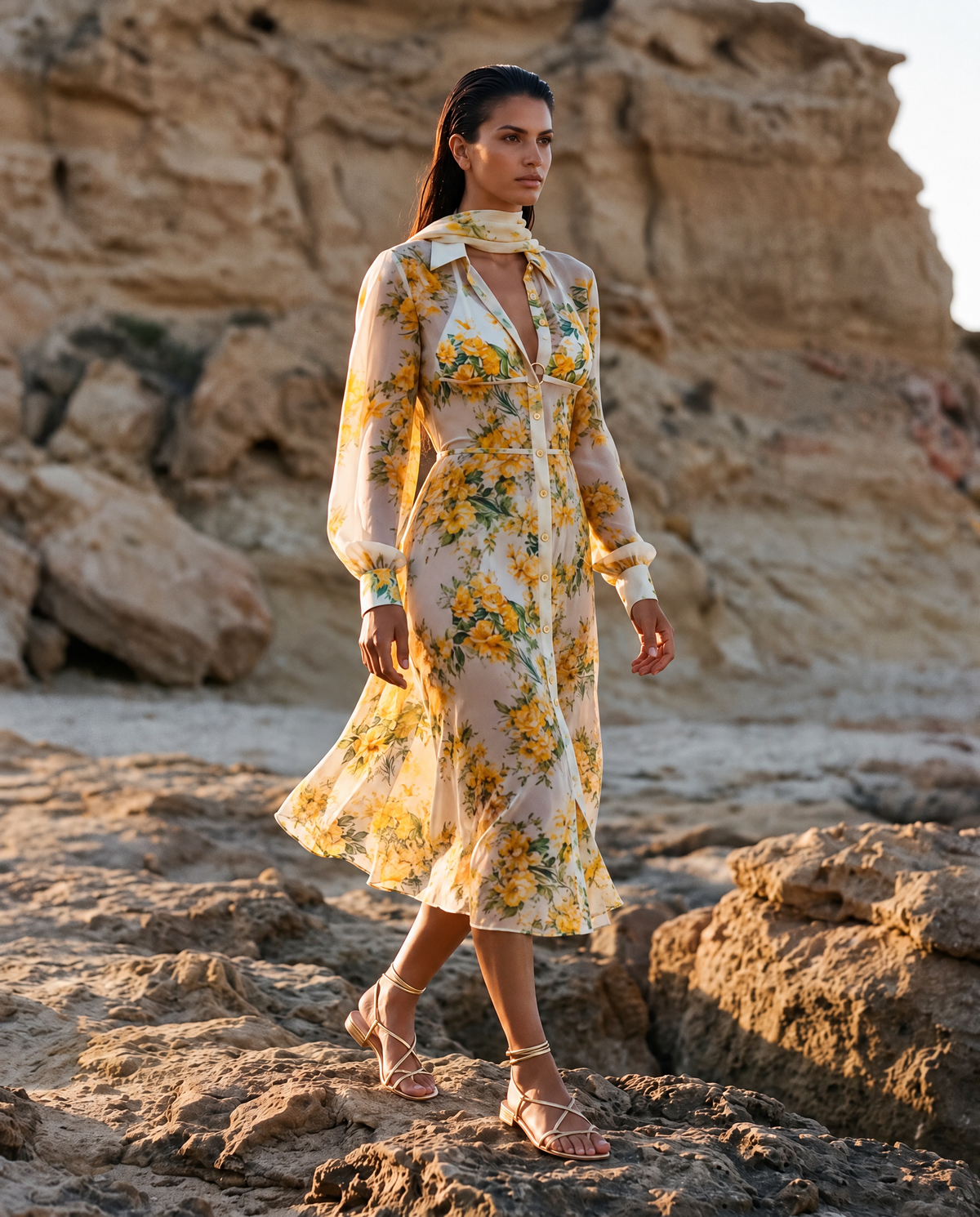 Amelia dress in Fiore Plaster print